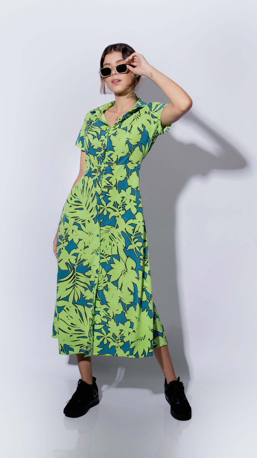 Vestido verde con cobalto