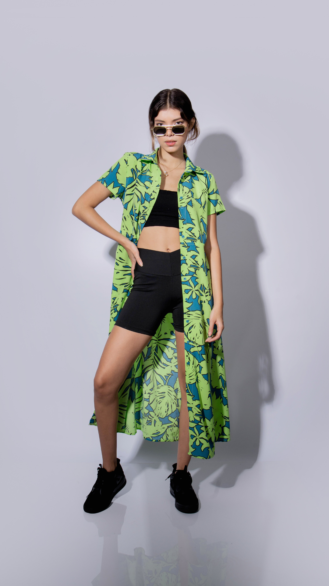 Vestido verde con cobalto