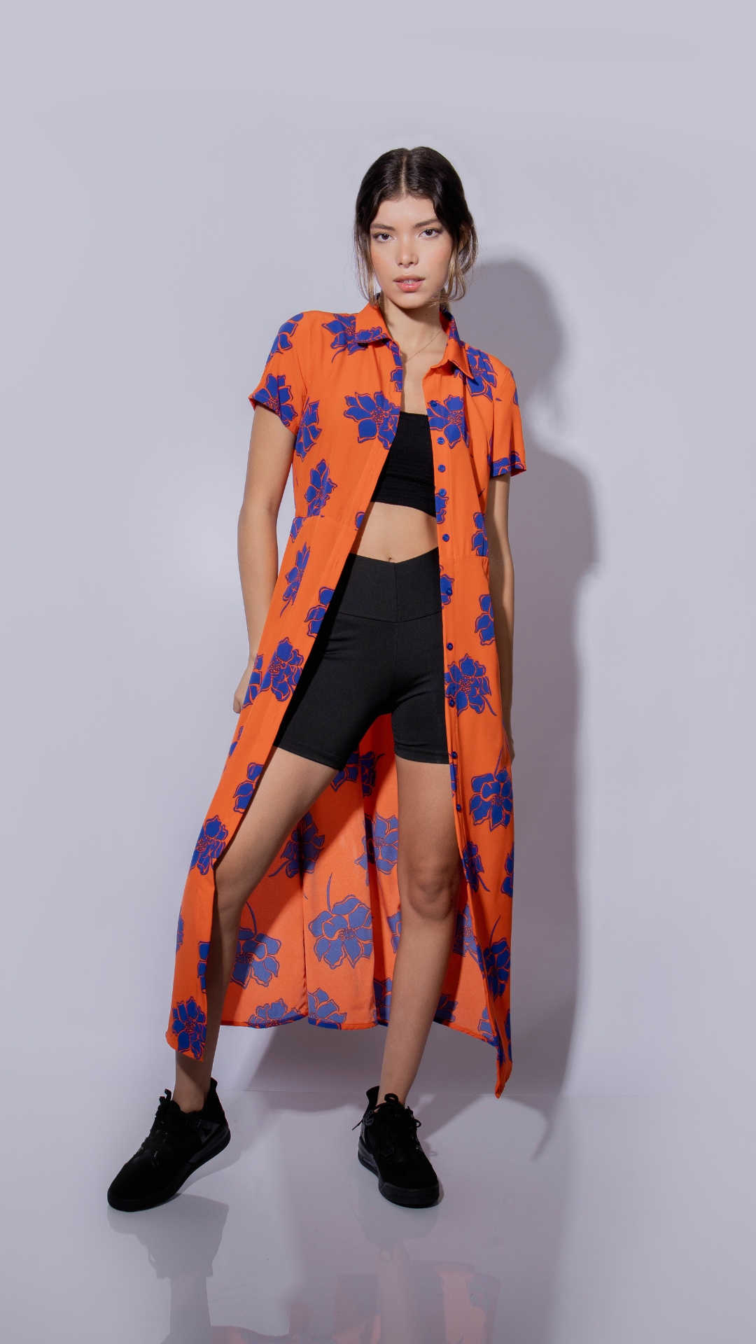 Vestido naranja con azul