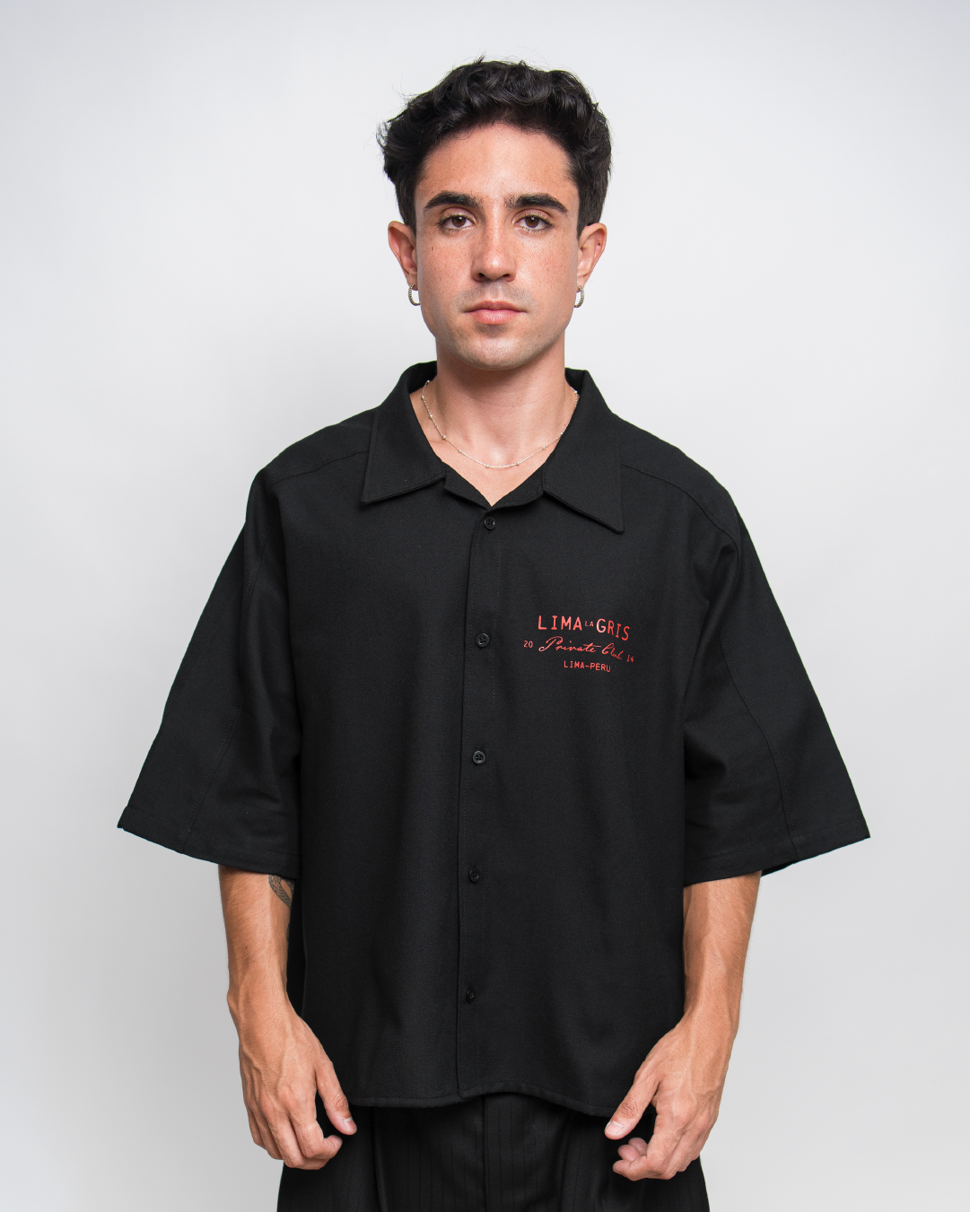 BOXY SHIRT 'PRIVATE CLUB' BLACK