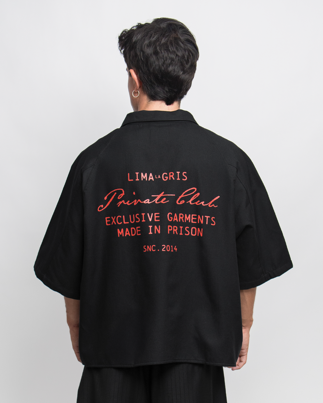 BOXY SHIRT 'PRIVATE CLUB' BLACK