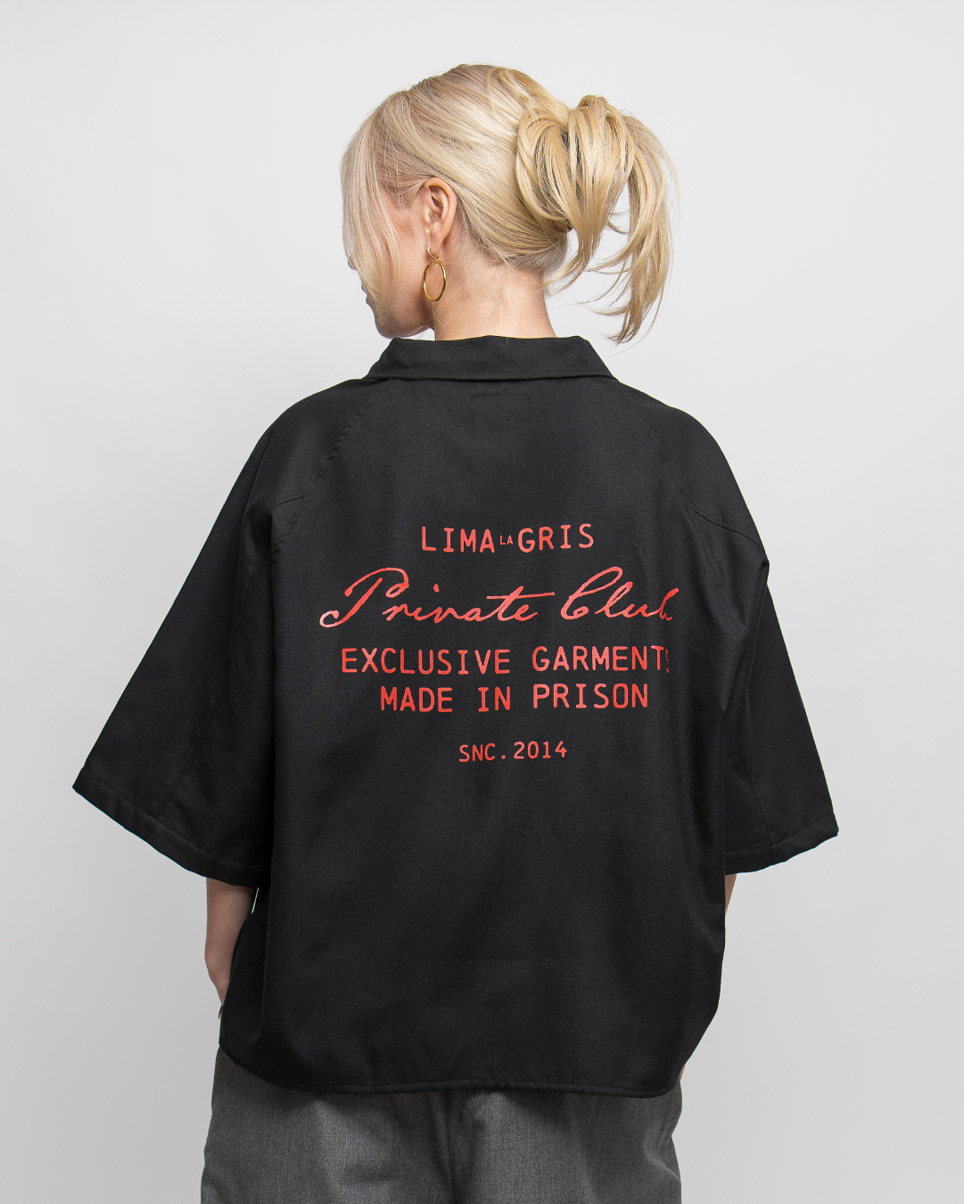 BOXY SHIRT 'PRIVATE CLUB' BLACK