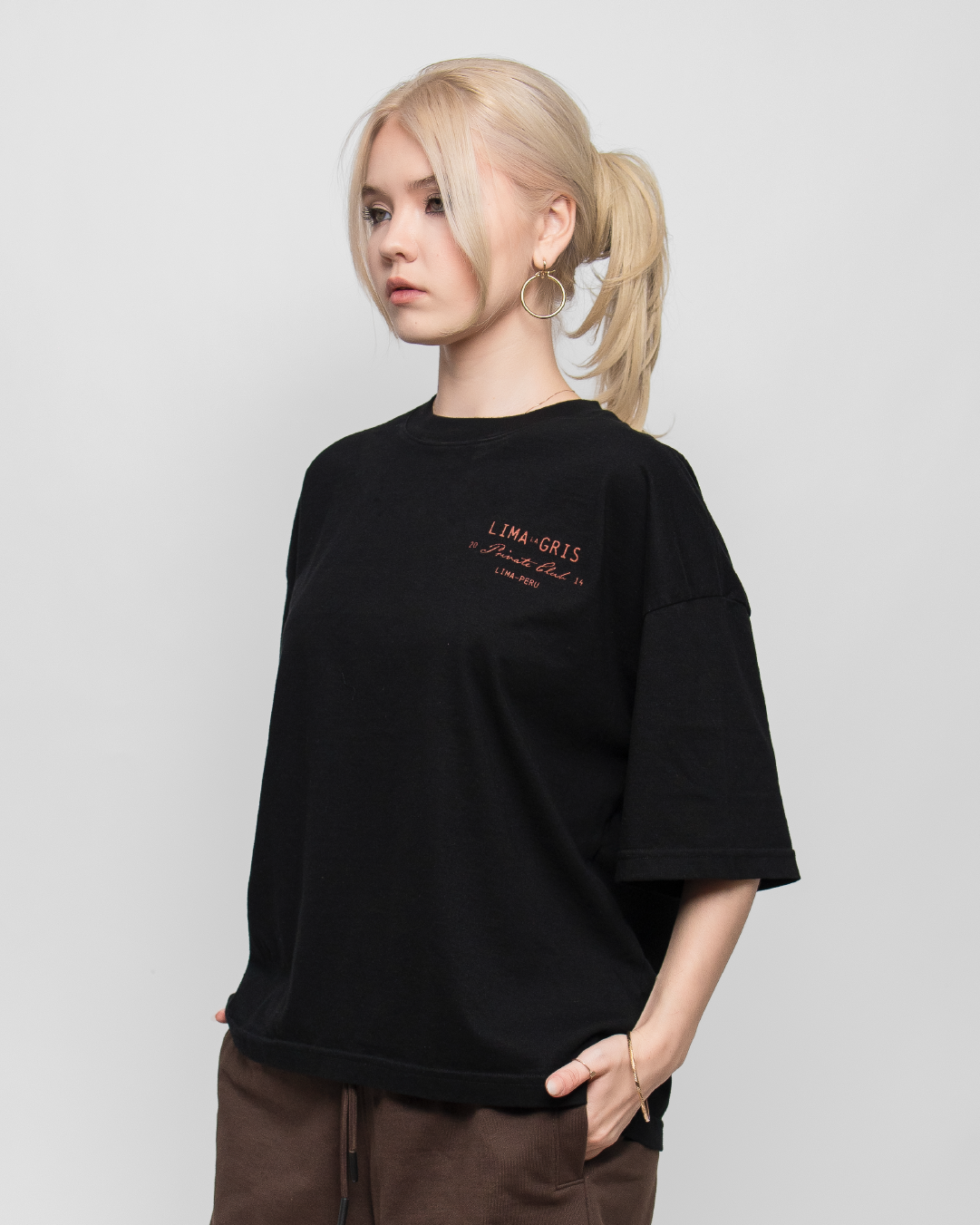 BOXY TEE 'PRIVATE CLUB' BLACK