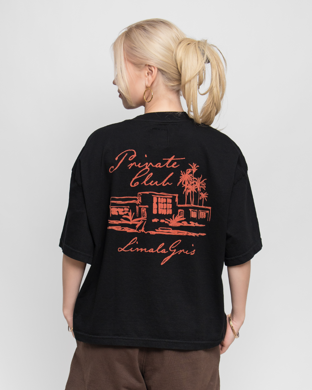BOXY TEE 'PRIVATE CLUB' BLACK