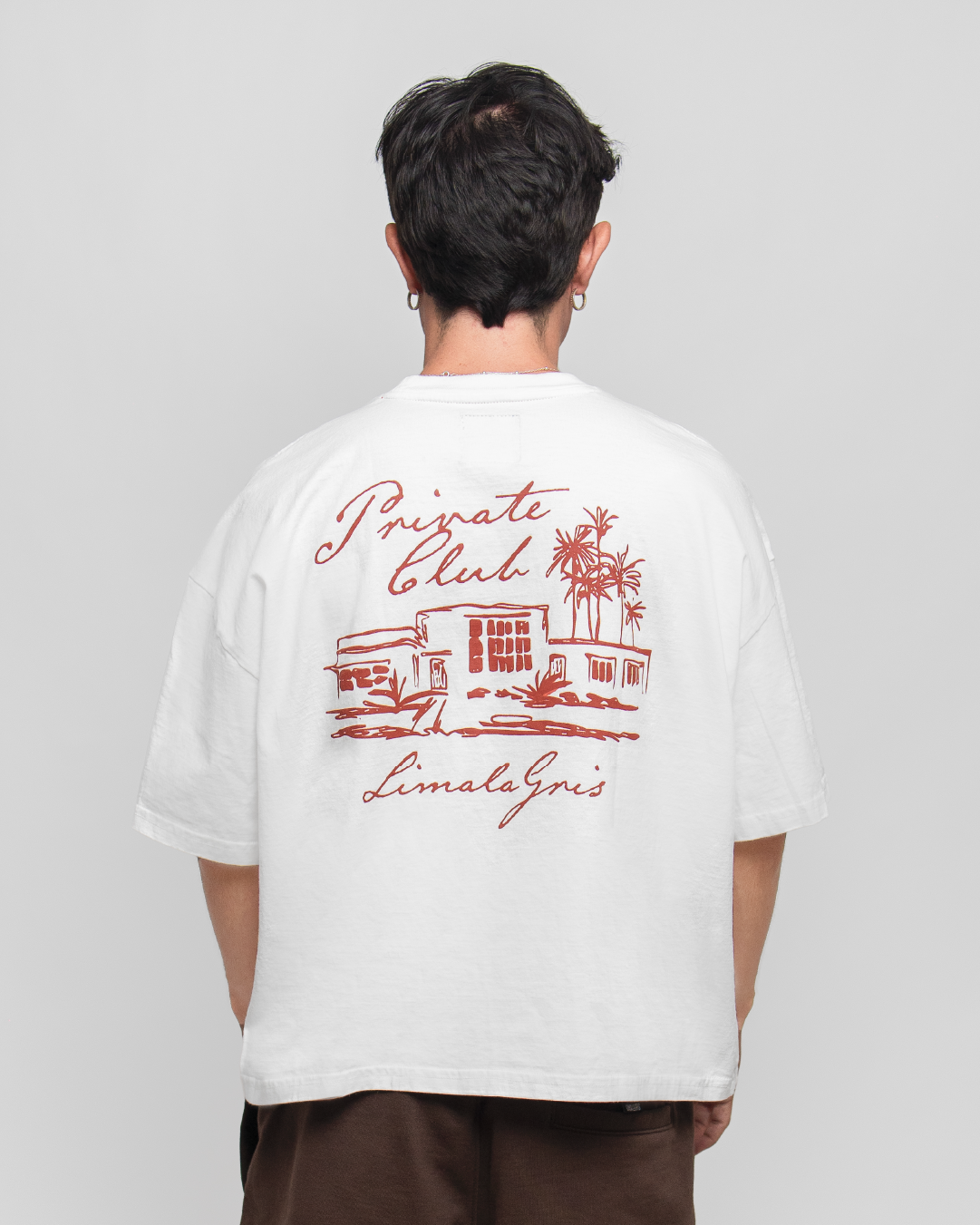 BOXY TEE 'PRIVATE CLUB' PEARL