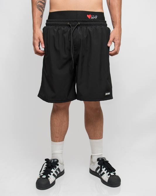 DOUBLE WAISTED SHORTS - BLACK