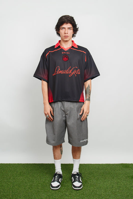 SOCCER T SHIRT BLACK RED