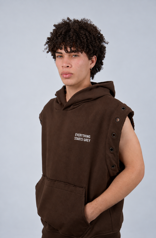 hoodie marrón sin mangas