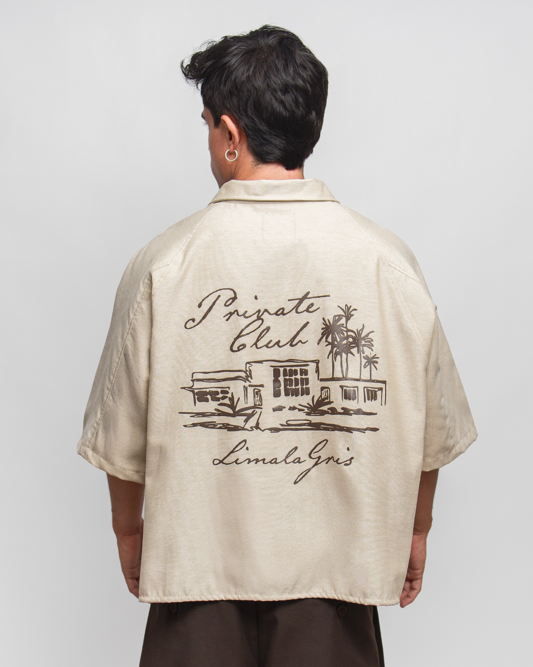 BOXY SHIRT 'PRIVATE CLUB' SAND
