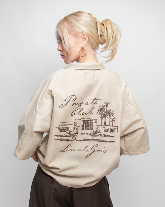 BOXY SHIRT 'PRIVATE CLUB' SAND