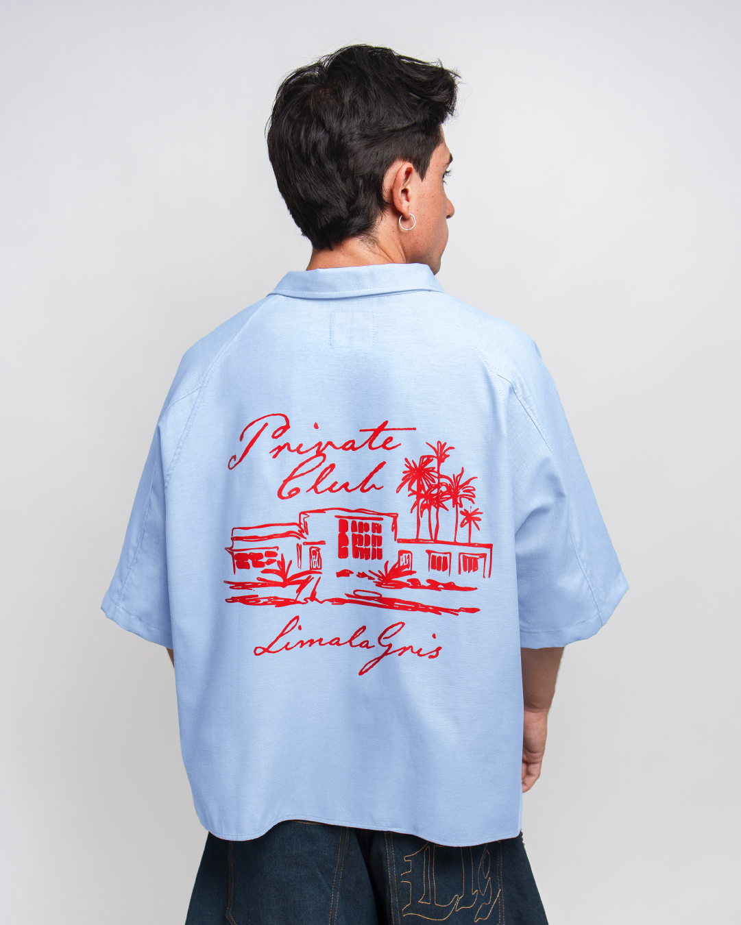BOXY SHIRT 'PRIVATE CLUB' BABY BLUE