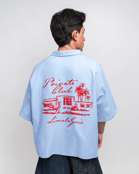 BOXY SHIRT 'PRIVATE CLUB' BABY BLUE