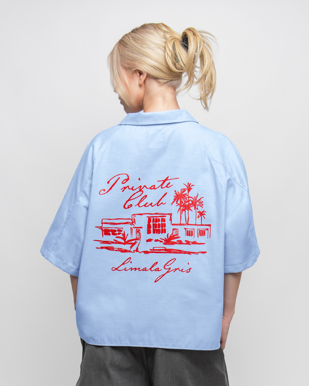 BOXY SHIRT 'PRIVATE CLUB' BABY BLUE
