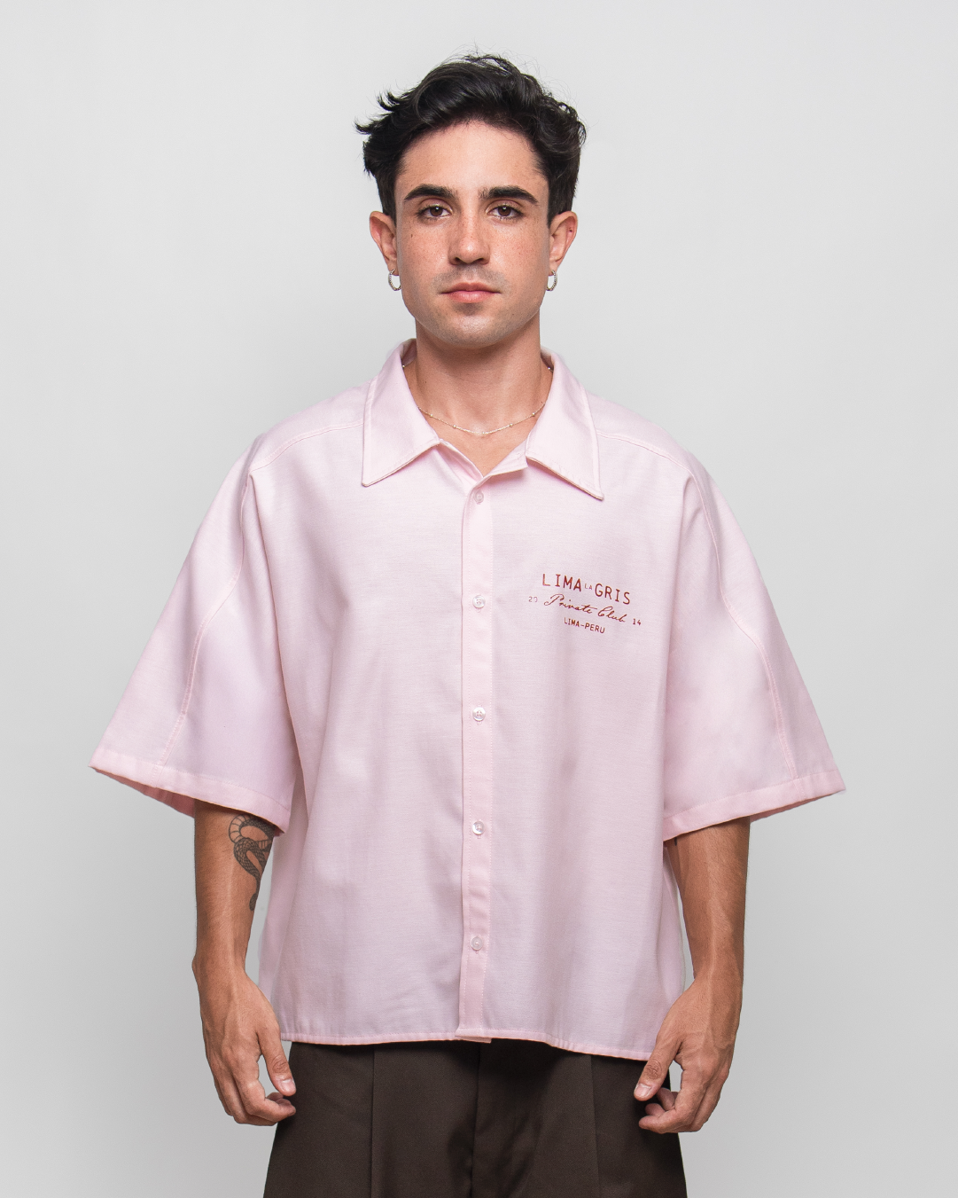 BOXY SHIRT 'PRIVATE CLUB' SOFT PINK