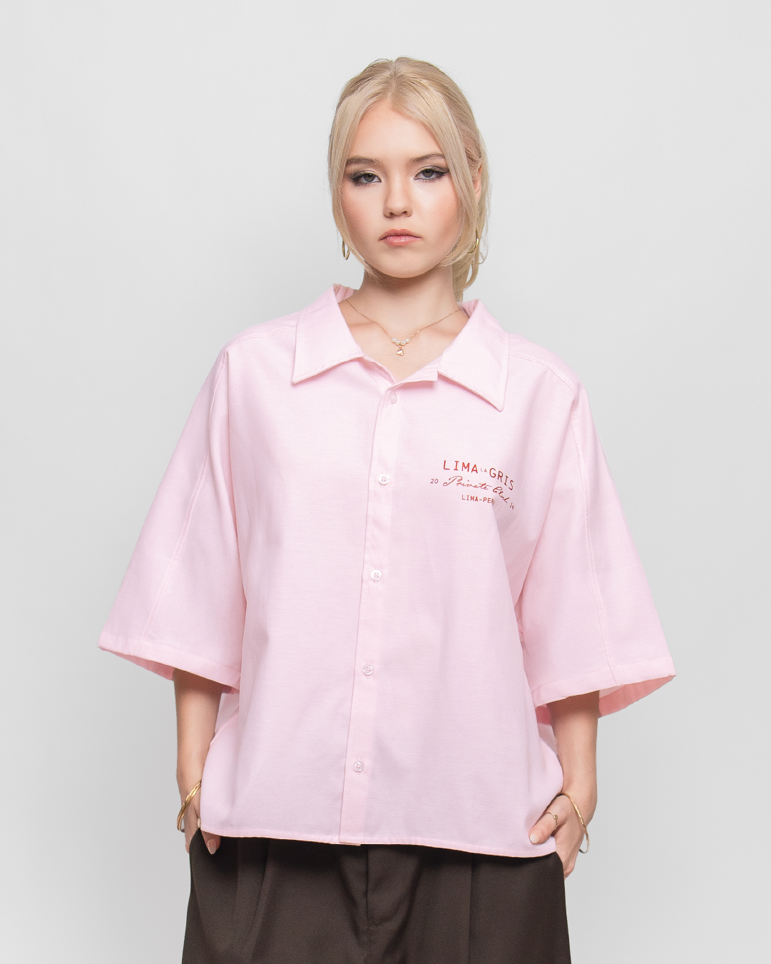 BOXY SHIRT 'PRIVATE CLUB' SOFT PINK