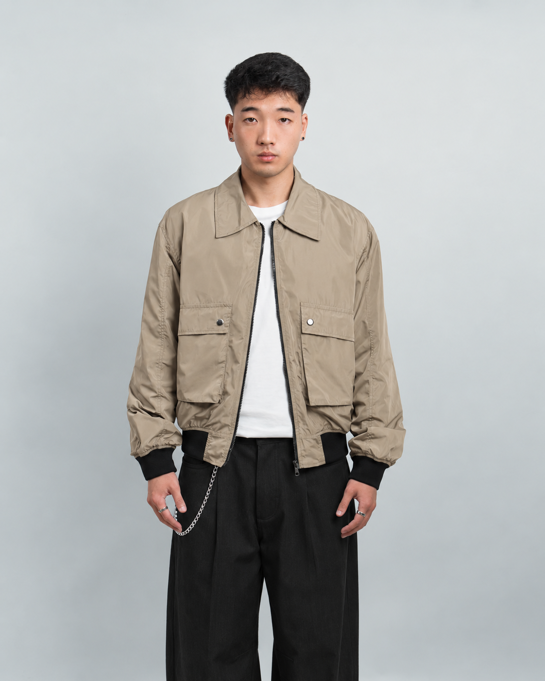 Beige Bomber Jacket 2026
