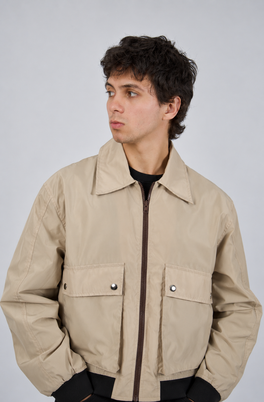 Beige Bomber Jacket 2026