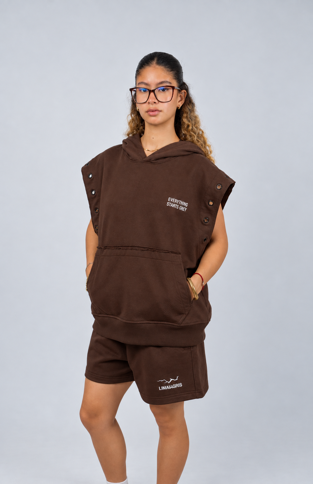 hoodie marrón sin mangas