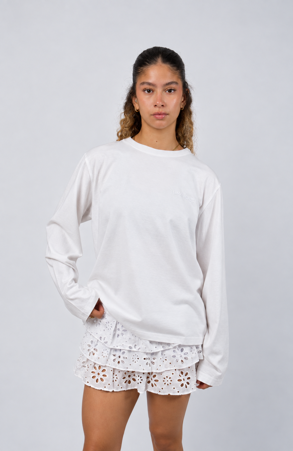 polo blanco manga larga